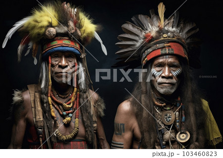 Portrait of indigenous tribe. Native american people. Generative AI 103460823