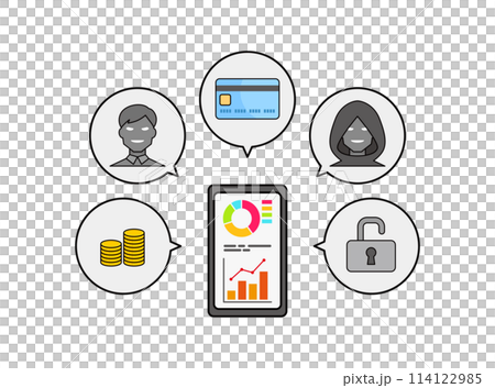 スマートフォンとセキュリティに関するイラスト 114122985