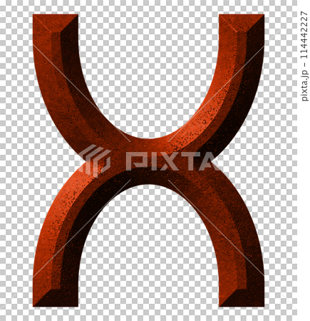 3D rendered illustration. Beveled stone letter. Custom art font. 114442227