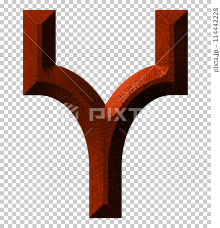 3D rendered illustration. Beveled stone letter. Custom art font. 114442228