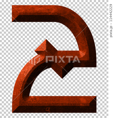 3D rendered illustration. Beveled stone letter. Custom art font. 114442229