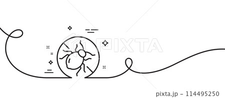 Mattress bed bugs line icon. Continuous one line with curl. Hypoallergenic sign. Anti-allergic symbol. Bed bugs single outline ribbon. Loop curve pattern. Vector 114495250