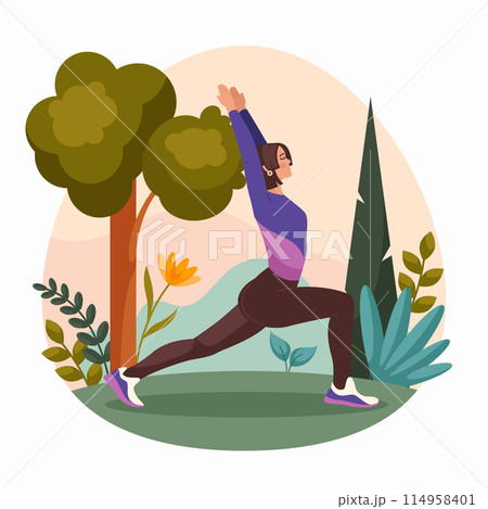 Outdoor training hand drawn cartoon composition 114958401