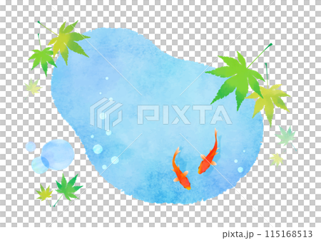 水彩タッチの金魚イラスト 夏イメージ 115168513