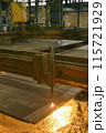 Gas cutting of the hot metal plate 115721929