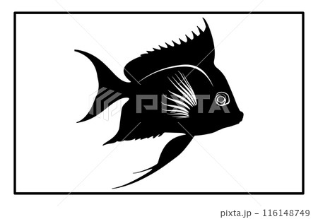 Archer Fish Isolated On White Background. Archerfish unique silhouette design illustration. 116148749