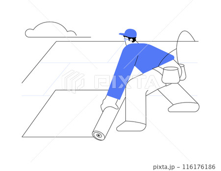 Installing roof underlayment abstract concept vector illustration. 116176186