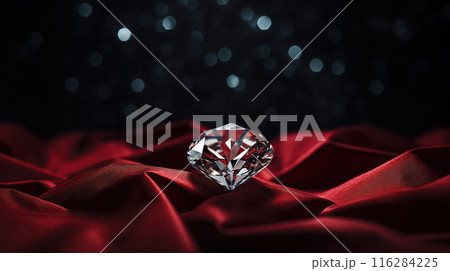 Luxurious dark red velvet fabric, sparkling diamonds background 116284225