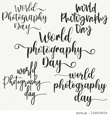 World Photography day Stylized calligraphic inscription  116858019