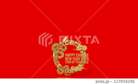 The Gold snake for Chinese New Year  concept 3d rendering. 117058298