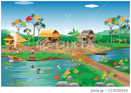 lifestyle of people at countryside vector design 117030503