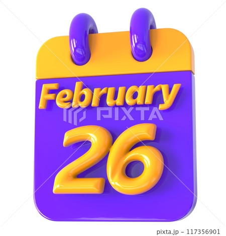 3D Calendar with date number 3D Illustration 117356901