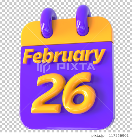 3D Calendar with date number 3D Illustration 117356901