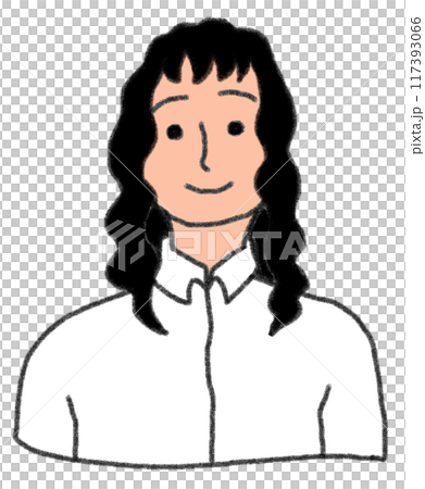 Illustration of the upper body of a person wearing a white shirt in pencil drawing style 117393066