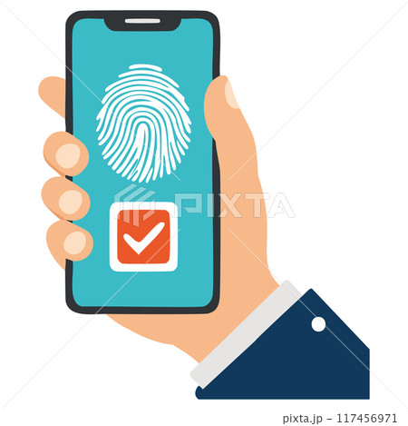 スマートフォンの指紋認証イメージ 117456971