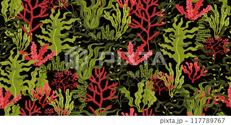 Seamless pattern of seaweed vector illustration 117789767