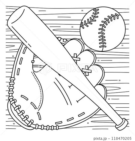 Baseball Equipment Coloring Page for Kids 118470205