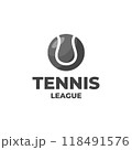 flat tennis league logo template design. vintage tennis ball illustration for league, championship and tournament 118491576