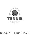 minimalist tennis ball logo vector template. vintage tennis ball icon element template illustration 118491577