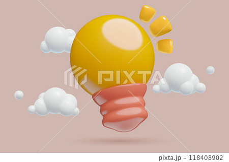 Light bulb with clouds 3d vector icon idea solution and insight concept business illustration 118408902