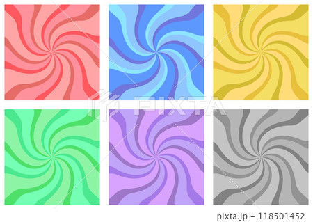 渦巻きの放射状の背景素材・6色セット 118501452