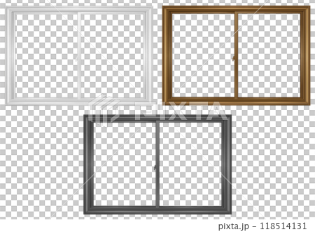 引き違い窓　A　窓枠付き　3色セット 118514131