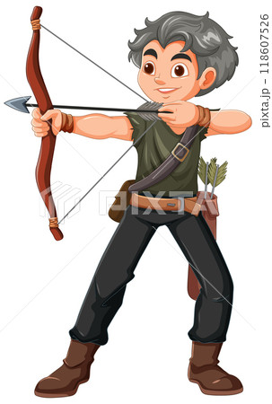 Man Practicing Archery with Bow 118607526