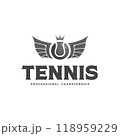 tennis ball logo template with wings and crown illustration elements vector design 118959229