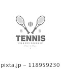 tennis logo double racket with ball illustration element vintage vector design 118959230