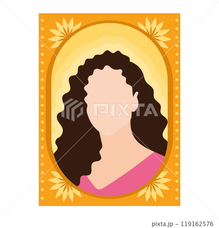 Framed female portrait with curly hair , Vector 119162576