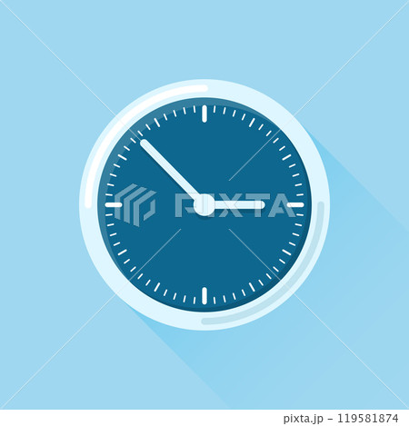 Clock icon in flat style. Round watch vector illustration on isolated background. Timer sign business concept. 119581874