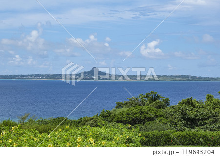 美ら海海洋公園から見る伊江島 119693204