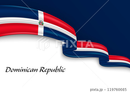 Waving ribbon with flag of Dominican Republic 119760085