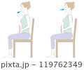 座って腹式呼吸をする女性 119762349