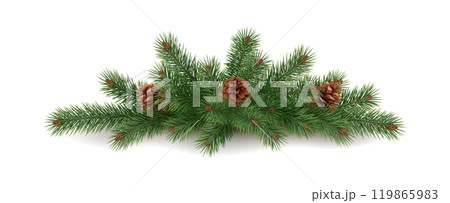 Garland with pinecones and spruce branches realistic icon 119865983