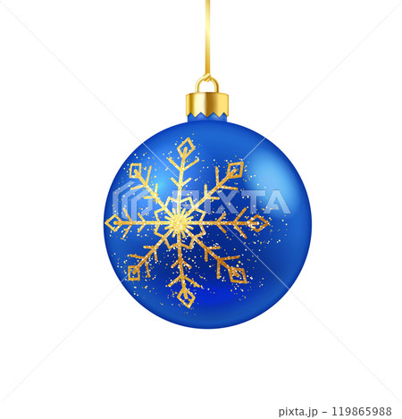 Blue New Year bauble with snowflake vector illustration 119865988