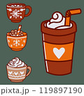 A collection of winter winter coffee cups with snowflakes on them. 119897190