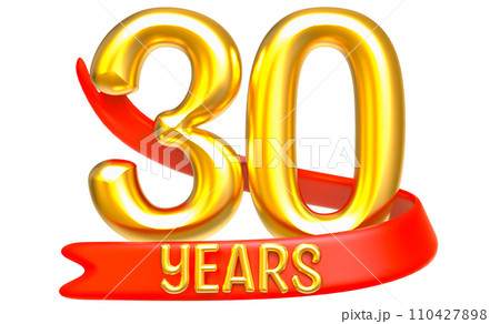 Happy Anniversary Number Years Gold 3D Render 110427898