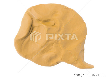 Orange speech bubble plasticine isolated on white background 110721090