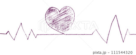 Dark purple heart with lines isolated on white background. 111544320