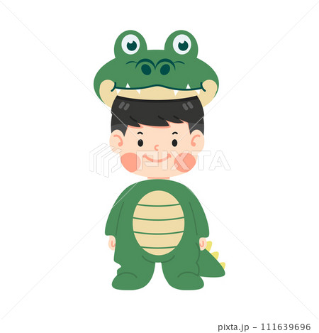 Cute boy in crocodile costume cartoon 111639696