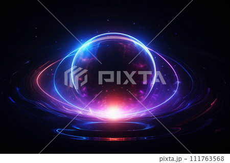 Circle neon colorful podium, illustration for product presentation template, . Ai generative 111763568