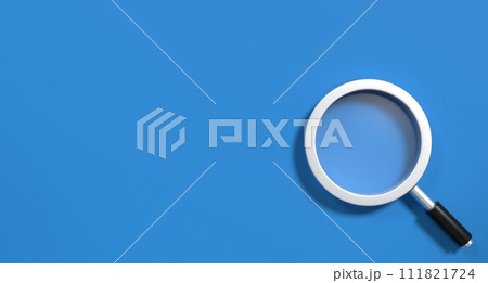 Magnifying glass. Magnifying glass 3d icon. Realistic magnifying glass. 3D render illustration 111821724