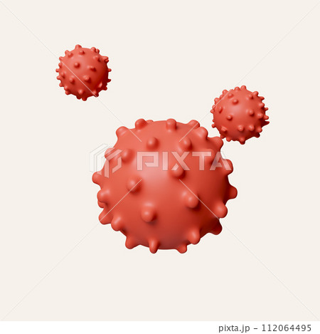 3d Corona Virus, Covid 19-NCP. Coronavirus nCoV denoted is single-stranded RNA virus. icon isolated on white background. 3d rendering illustration. Clipping path. 112064495