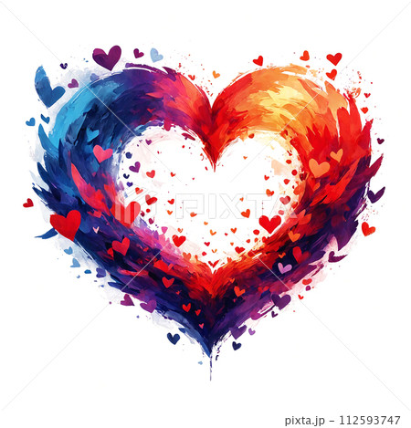 a heart made of colorful paint and small hearts 112593747