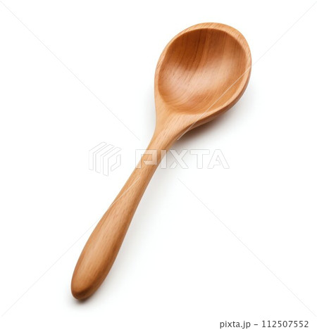 Classic Wooden Cooking Spoon Isolated on White Background. Generative ai 112507552