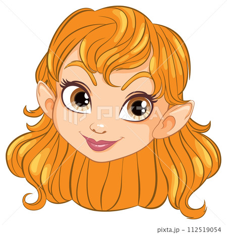 Cheerful Cartoon Elf Girl Portrait 112519054