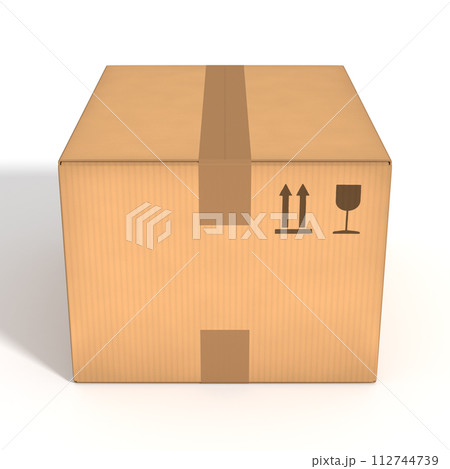 Cardboard box on white background 3D illustration 112744739