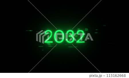 3D rendering 2032 text with screen effects of technological glitches 113162668