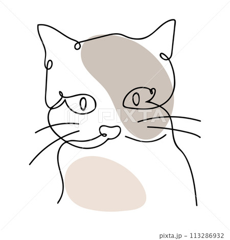 One line art of face cat 113286932